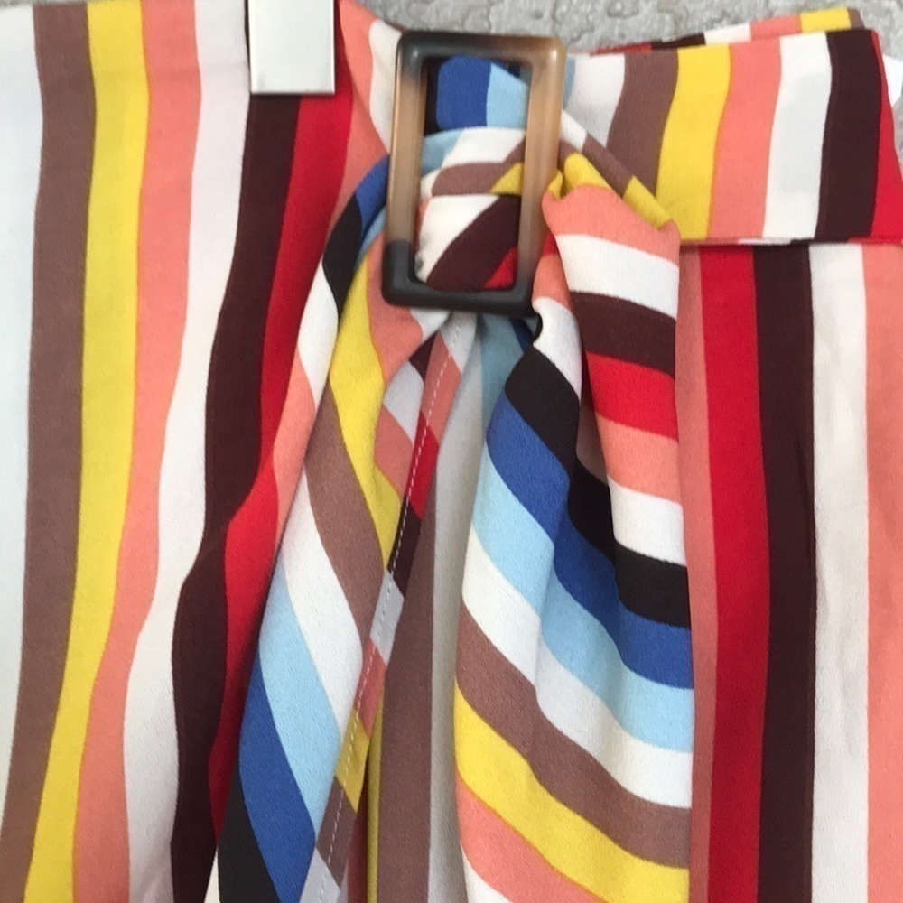 Ophelia Roe Colorful Stripe Faux Wrap Buckle Skirt Plus Size - Picture 2 of 9